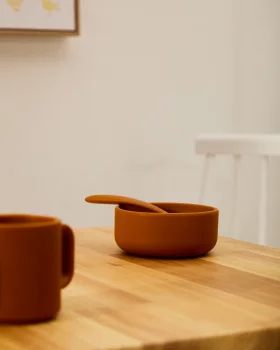 Набор тарелки и миски Lili из оранжевого силикона 18X18X5 CM