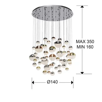 Подвесной светильник Sphere BLUETOOTH цветной 140X200 CM