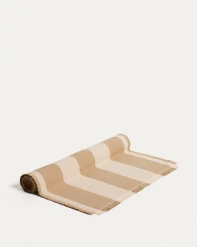 Бежевый полосатый хлопково-джутовый дорожка для стола Daltan 50X150 CM