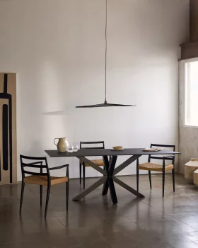 Стол Argo с черным стеклом и ножками из черной стали 180X100 CM