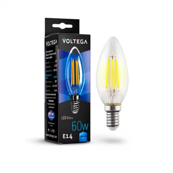 Светодиодная лампа-свеча Voltega Crystal 6Вт (≈60Вт) 4000K