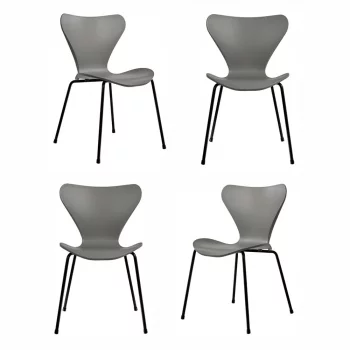 Комплект из 4 стульев Seven Style серый с чёрными ножками 48X53X80 CM