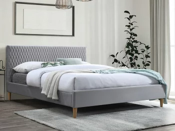 Кровать Signal AZURRO VELVET BLUVEL03 (светло-серый/дуб) 160/200