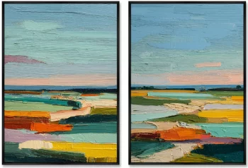 Набор из двух постеров на холсте The Earth was Covered with a Colorful Blanket 75X105 / 75X105 CM