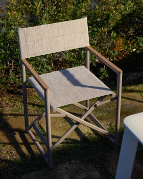 Складной уличный стул Tisno из алюминия и текстелина цвета тауп 56.5X56X86.5 CM