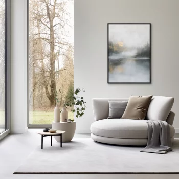 Репродукция картины на холсте Foggy Morning on the Lake 75X105 CM