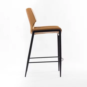 Барный стул Бремен коричневая экокожа черные ножки 58X49X112 CM
