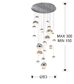 Подвесная люстра Sphere LED 27L Ø80 DIM Bluetooth CCT 80X22 CM