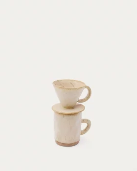 Бежевая керамическая кофейная чашка с фильтром Zunel 13.5X10.5X20 CM