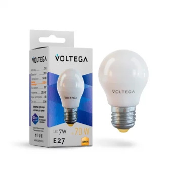 Светодиодная лампа Voltega Simple Шар E27 7Вт 3000K