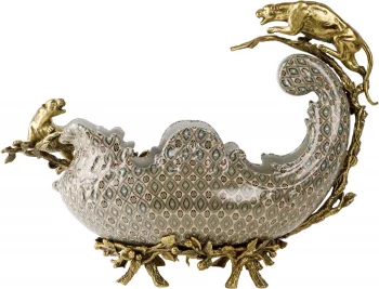 Декоративная чаша для фруктов с леопардами 44.5X18X32 CM