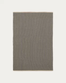Полосатый ковёр Satanca бежево-чёрный из синтетических волокон 160X230 CM
