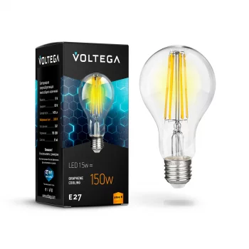 Светодиодная лампа Voltega Crystal Груша A60 E27 15Вт 2800K
