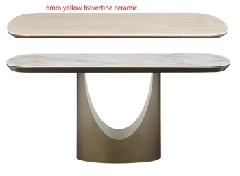 Обеденный стол CRESPO 180 TRAVERTINE CA086, керамика / золотой 180X90X75 CM