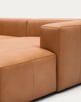 Трёхместный диван с левой оттоманкой Blok из коричневой кожи 300X174X69 CM