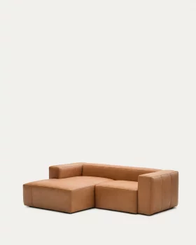 Диван-кровать Blok из коричневой кожи, левый шезлонг 240X174X69 CM