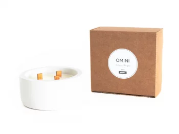 Аромасвеча Omini в сером бетонном стакане Амбра и пачули 13X13X6 CM