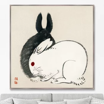 Постер Black and white rabbits 105X105 CM