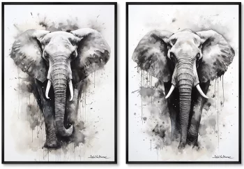 Набор из двух постеров на холсте Walking elephants 75X105 / 75X105 CM