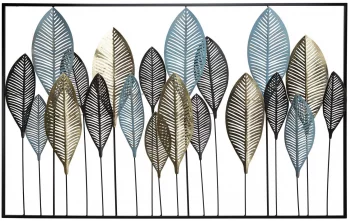 Панно с коваными из стали листьями Leaves 122X76 CM