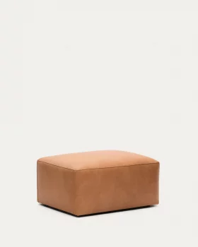 Коричневый кожаный пуф Blok 90X74 CM