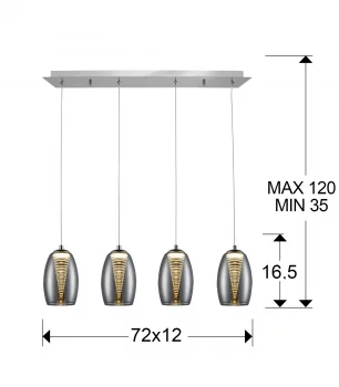 Подвесной светильник Nebula 4L LED хром 72X12X18 CM