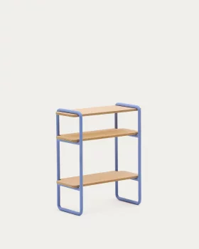 Стеллаж из ясеневого шпона с синей металлической конструкцией Tinn 60X28X70 CM