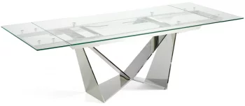 Стильный раскладной стеклянный стол Rect 160-220X90X75