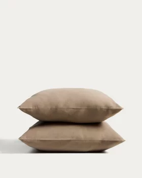 Набор из 2 наволочек из коричневой смеси льна и хлопка Simmel 65X65 CM