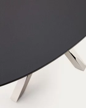 Овальный стол Argo из матового черного стекла и ножками из нержавеющей стали 200X100 CM