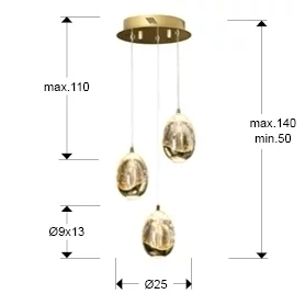 Подвесная люстра Rocio LED 3L 25X75 CM