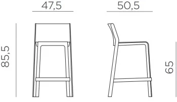 Стул пластиковый полубарный Trill 48X51X86 CM