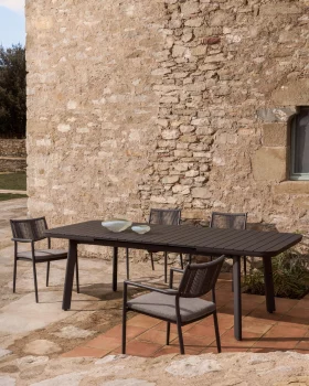 Раскладной уличный стол Izola из алюминия с графитовым покрытием 185X100X78 CM