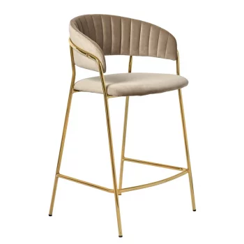 Комплект из 2 полубарных стульев Turin латте с золотыми ножками 52X52X92 CM