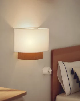 Настенный светильник Bianella из хлопка и вельвета горчичного цвета Ø 40 CM