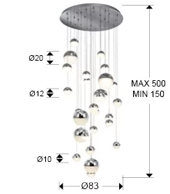 Подвесная люстра Sphere LED 27L Ø80 хром BLUETOOTH CCT 500 CM