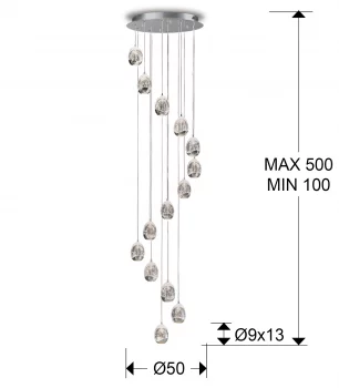 Большая хромированная люстра Rocio 50X270 CM