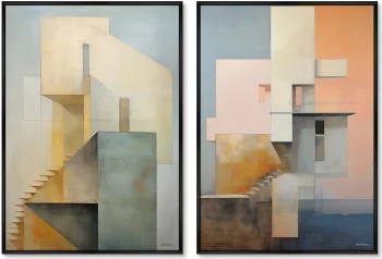 Набор из двух постеров на холсте Buildings after sunset 75X105 / 75X105 CM