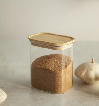 Банка для хранения прямоугольная Glass Bamboo 12X8X14 CM