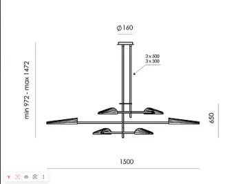 Люстра Bion 6L черная с черными абажурами 150X275 CM