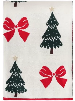 Плед из хлопка с новогодним рисунком Christmas Bows 130X180 CM