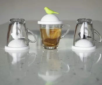 Чашка с крышкой Sparrow 200 ml белая с черным