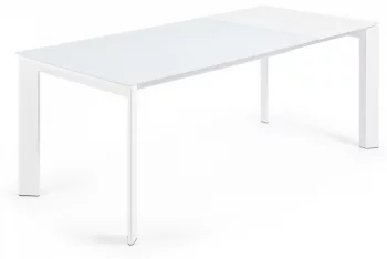 Раскладной стол Atta 140-200X90X76 CM с стеклянной белой столешницей