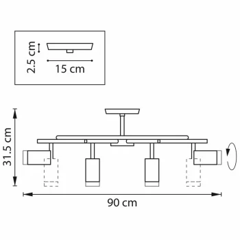 Подвесной спот Rullo 90X90X32 CM