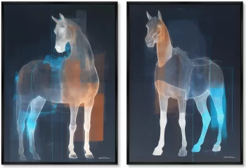 Набор из двух постеров на холсте Horses in a color glow 75X105 / 75X105 CM