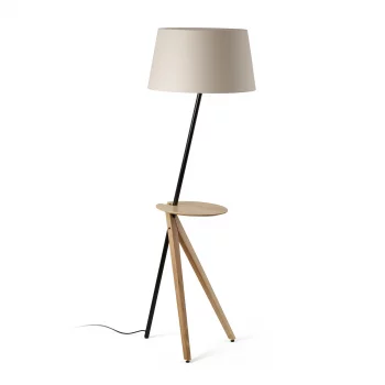 Торшер TREEWOOD с поддоном из ясеня и бежевым абажуром 51X47.6X175 CM