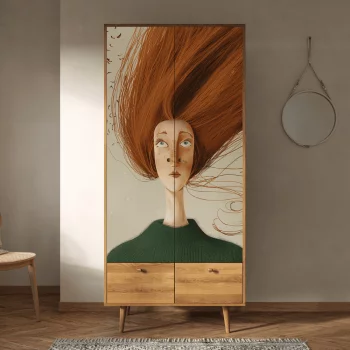 Шкаф двухстворчатый Berber Art Рыжая девушка 90X50X200 CM
