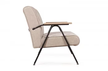 Двухместный диван Andy с деревянными подлокотниками, шенилл Shantal beige 129X84X88 CM