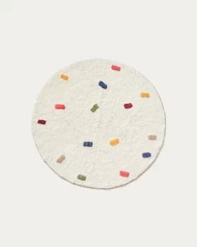Круглый ковер Epifania из 100% хлопка белый с разноцветными точками 120X120X1 CM
