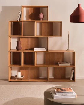 Набор из 6 модульных стеллажных секций Litto из шпона дуба 101X152 CM